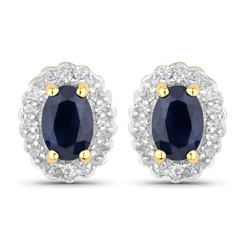 1.96 Carat Genuine Black Blue Sapphire and White Topaz .925 Sterling Silver Jewelry Set Bids.com