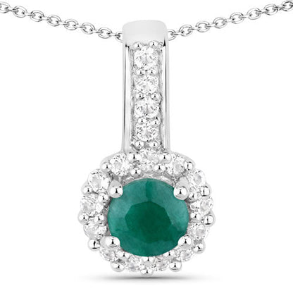 1.81 Carat Dyed Emerald and White Topaz .925 Sterling Silver Jewelry Set Bids.com