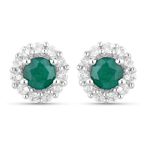 1.81 Carat Dyed Emerald and White Topaz .925 Sterling Silver Jewelry Set Bids.com