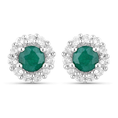 1.81 Carat Dyed Emerald and White Topaz .925 Sterling Silver Jewelry Set Bids.com