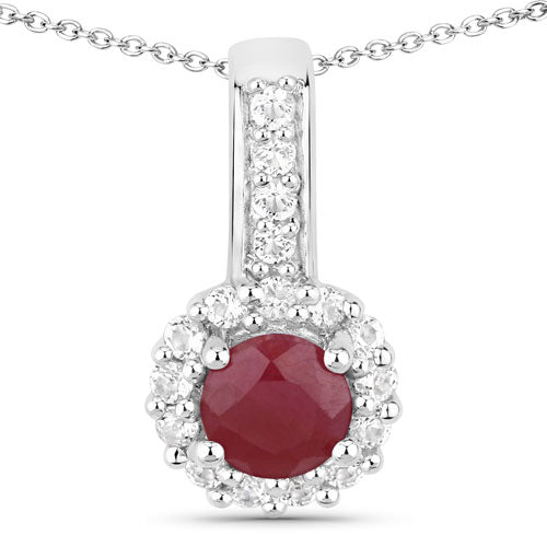 2.17 Carat Genuine Ruby and White Topaz .925 Sterling Silver Jewelry Set Bids.com