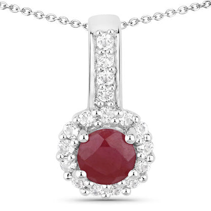 2.17 Carat Genuine Ruby and White Topaz .925 Sterling Silver Jewelry Set Bids.com