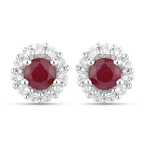 2.17 Carat Genuine Ruby and White Topaz .925 Sterling Silver Jewelry Set Bids.com