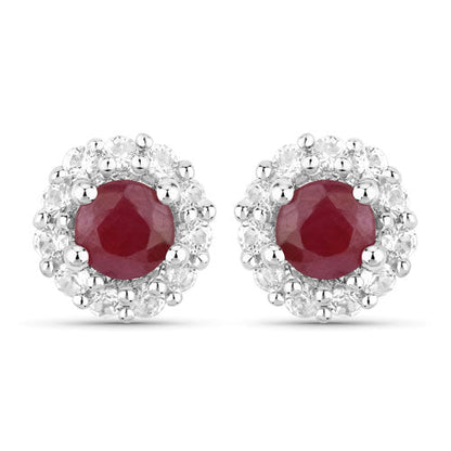 2.17 Carat Genuine Ruby and White Topaz .925 Sterling Silver Jewelry Set Bids.com
