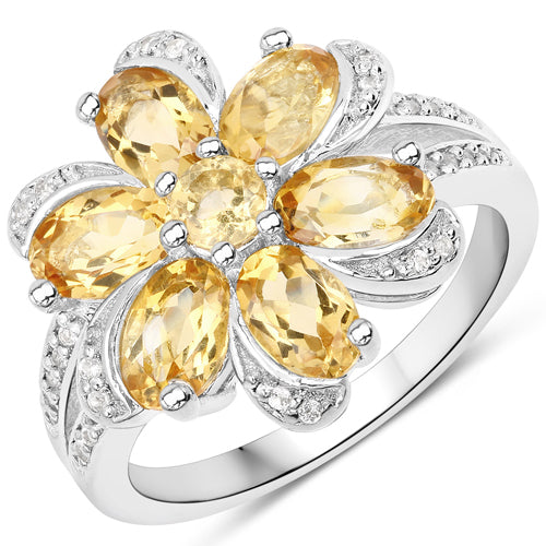 7.92 Carat Genuine Citrine and White Topaz .925 Sterling Silver 3 Piece Jewelry Set (Ring, Earrings, and Pendant w/ Chain) Bids.com