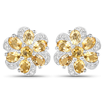 7.92 Carat Genuine Citrine and White Topaz .925 Sterling Silver 3 Piece Jewelry Set (Ring, Earrings, and Pendant w/ Chain) Bids.com