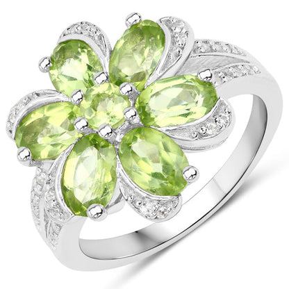 8.04 Carat Genuine Peridot and White Topaz .925 Sterling Silver 3 Piece Jewelry Set (Ring, Earrings, and Pendant w/ Chain) Bids.com