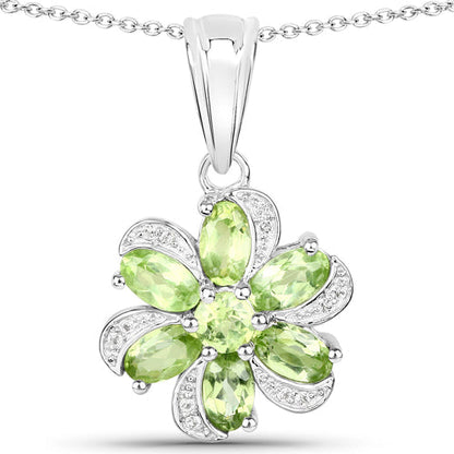 8.04 Carat Genuine Peridot and White Topaz .925 Sterling Silver 3 Piece Jewelry Set (Ring, Earrings, and Pendant w/ Chain) Bids.com