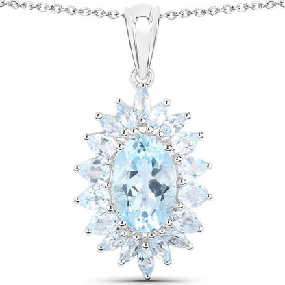 19.18 Carat Genuine Blue Topaz .925 Sterling Silver 3 Piece Jewelry Set (Ring, Earrings, and Pendant w/ Chain) Bids.com