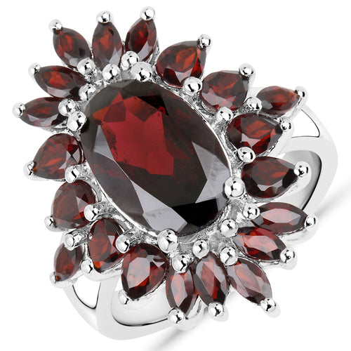 20.24 Carat Genuine Garnet .925 Sterling Silver 3 Piece Jewelry Set (Ring, Earrings, and Pendant w/ Chain) Bids.com