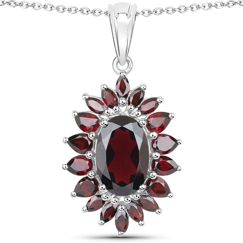 20.24 Carat Genuine Garnet .925 Sterling Silver 3 Piece Jewelry Set (Ring, Earrings, and Pendant w/ Chain) Bids.com
