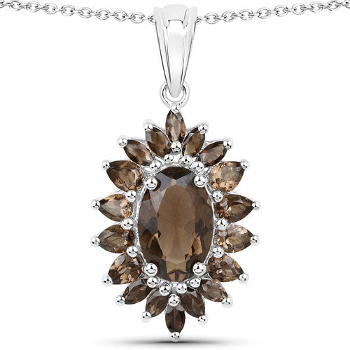 16.36 Carat Genuine Smoky Quartz .925 Sterling Silver 3 Piece Jewelry Set (Ring, Earrings, and Pendant w/ Chain) Bids.com