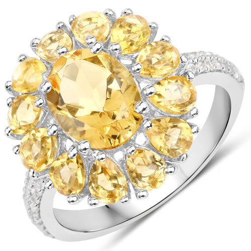 12.24 Carat Genuine Citrine and White Topaz .925 Sterling Silver 3 Piece Jewelry Set (Ring, Earrings, and Pendant w/ Chain) Bids.com