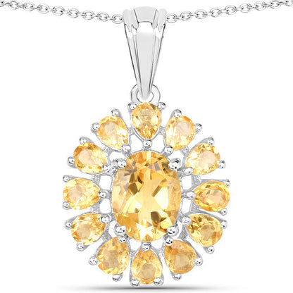 12.24 Carat Genuine Citrine and White Topaz .925 Sterling Silver 3 Piece Jewelry Set (Ring, Earrings, and Pendant w/ Chain) Bids.com