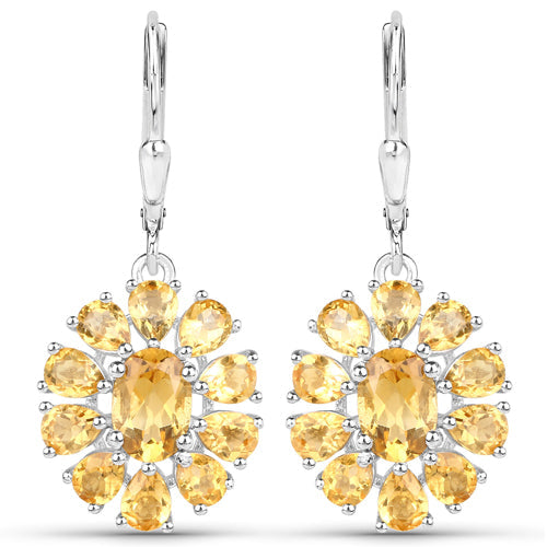 12.24 Carat Genuine Citrine and White Topaz .925 Sterling Silver 3 Piece Jewelry Set (Ring, Earrings, and Pendant w/ Chain) Bids.com