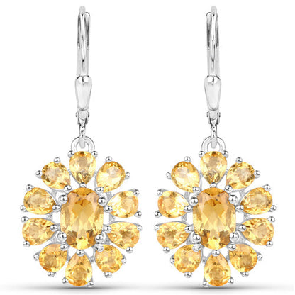 12.24 Carat Genuine Citrine and White Topaz .925 Sterling Silver 3 Piece Jewelry Set (Ring, Earrings, and Pendant w/ Chain) Bids.com