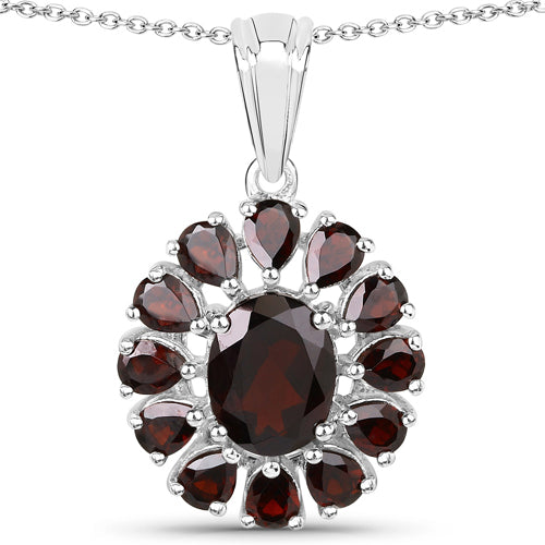 13.82 Carat Genuine Garnet and White Topaz .925 Sterling Silver 3 Piece Jewelry Set (Ring, Earrings, and Pendant w/ Chain) Bids.com