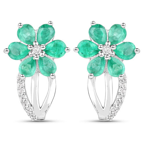 3.61 Carat Genuine Emerald and White Topaz .925 Sterling Silver Set (Ring, Earrings, and Pendant ) Bids.com