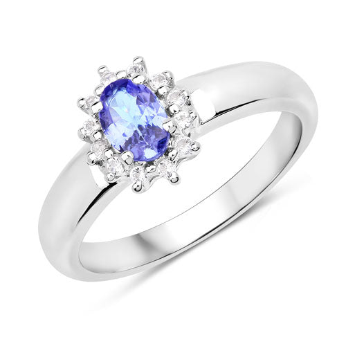 2.00 Carat Genuine Tanzanite and White Topaz .925 Sterling Silver Jewelry Set Bids.com