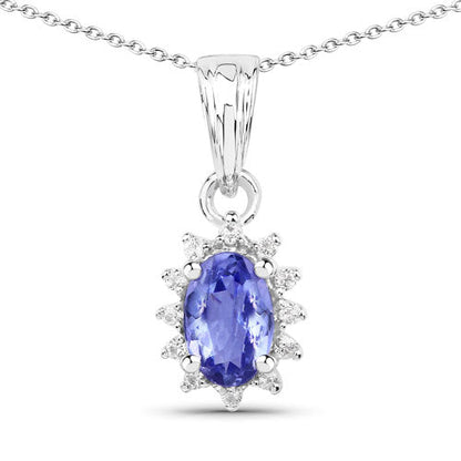 2.00 Carat Genuine Tanzanite and White Topaz .925 Sterling Silver Jewelry Set Bids.com