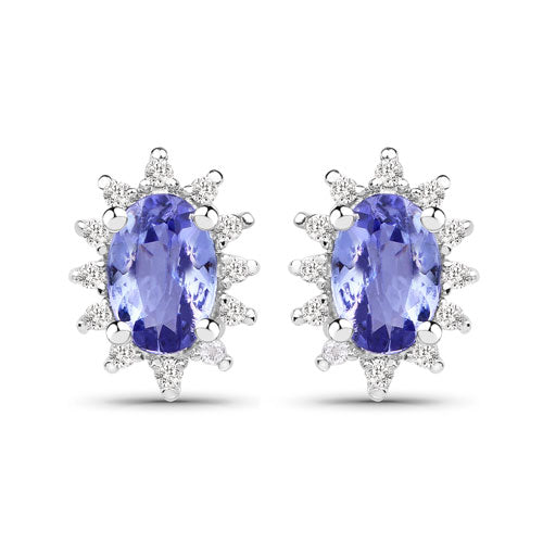 2.00 Carat Genuine Tanzanite and White Topaz .925 Sterling Silver Jewelry Set Bids.com
