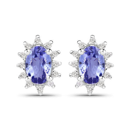 2.00 Carat Genuine Tanzanite and White Topaz .925 Sterling Silver Jewelry Set Bids.com