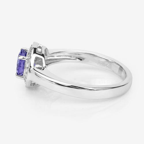 1.05 Carat Genuine Tanzanite and White Topaz .925 Sterling Silver Ring Bids.com