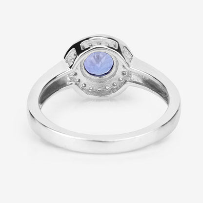 1.05 Carat Genuine Tanzanite and White Topaz .925 Sterling Silver Ring Bids.com