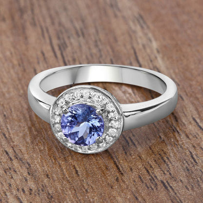 1.05 Carat Genuine Tanzanite and White Topaz .925 Sterling Silver Ring Bids.com