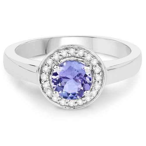 1.05 Carat Genuine Tanzanite and White Topaz .925 Sterling Silver Ring Bids.com
