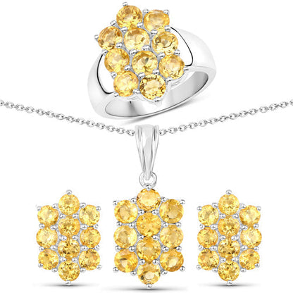 6.60 Carat Genuine Citrine .925 Sterling Silver 3 Piece Jewelry Set (Ring, Earrings, and Pendant w/ Chain) Bids.com