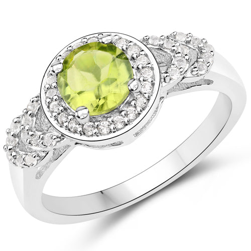 2.68 Carat Genuine Peridot and White Topaz .925 Sterling Silver Jewelry Set Bids.com