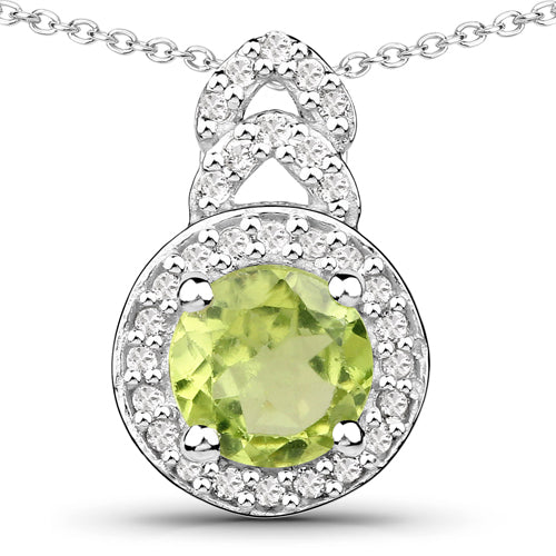 2.68 Carat Genuine Peridot and White Topaz .925 Sterling Silver Jewelry Set Bids.com