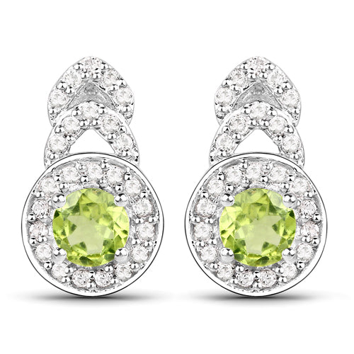 2.68 Carat Genuine Peridot and White Topaz .925 Sterling Silver Jewelry Set Bids.com
