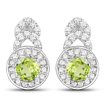 2.68 Carat Genuine Peridot and White Topaz .925 Sterling Silver Jewelry Set Bids.com