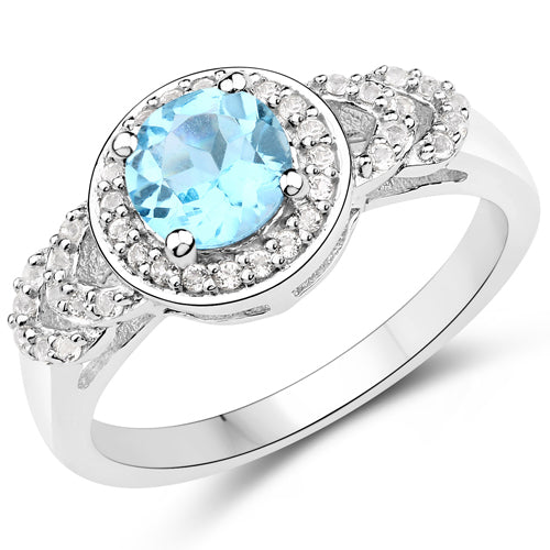 3.24 Carat Genuine Blue Topaz and White Topaz .925 Sterling Silver Jewelry Set Bids.com