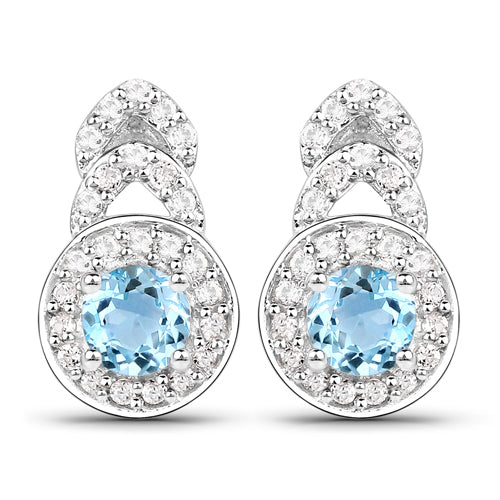 3.24 Carat Genuine Blue Topaz and White Topaz .925 Sterling Silver Jewelry Set Bids.com
