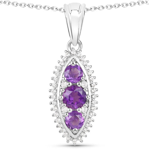 3.60 Carat Genuine Amethyst and White Topaz .925 Sterling Silver 3 Piece Jewelry Set (Ring, Earrings, and Pendant w/ Chain) Bids.com