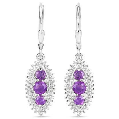 3.60 Carat Genuine Amethyst and White Topaz .925 Sterling Silver 3 Piece Jewelry Set (Ring, Earrings, and Pendant w/ Chain) Bids.com