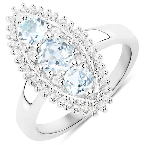 4.50 Carat Genuine Blue Topaz and White Topaz .925 Sterling Silver 3 Piece Jewelry Set (Ring, Earrings, and Pendant w/ Chain) Bids.com