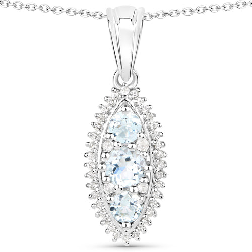 4.50 Carat Genuine Blue Topaz and White Topaz .925 Sterling Silver 3 Piece Jewelry Set (Ring, Earrings, and Pendant w/ Chain) Bids.com