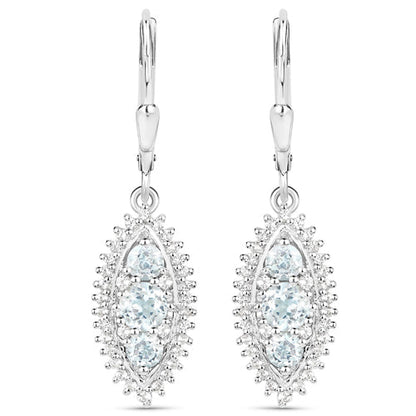 4.50 Carat Genuine Blue Topaz and White Topaz .925 Sterling Silver 3 Piece Jewelry Set (Ring, Earrings, and Pendant w/ Chain) Bids.com