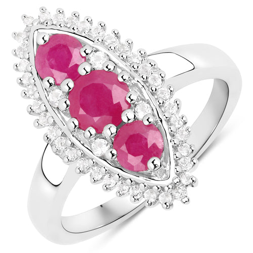 4.32 Carat Genuine Ruby and White Topaz .925 Sterling Silver 3 Piece Jewelry Set (Ring, Earrings, and Pendant w/ Chain) Bids.com