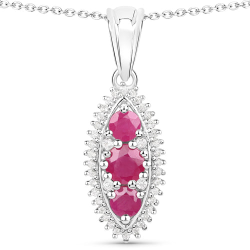 4.32 Carat Genuine Ruby and White Topaz .925 Sterling Silver 3 Piece Jewelry Set (Ring, Earrings, and Pendant w/ Chain) Bids.com
