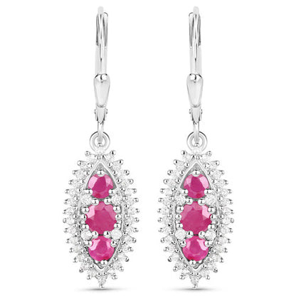 4.32 Carat Genuine Ruby and White Topaz .925 Sterling Silver 3 Piece Jewelry Set (Ring, Earrings, and Pendant w/ Chain) Bids.com