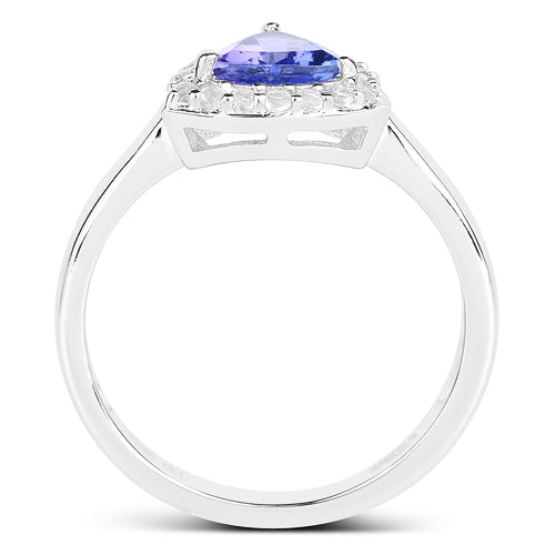 1.02 Carat Genuine Tanzanite and White Topaz .925 Sterling Silver Ring Bids.com