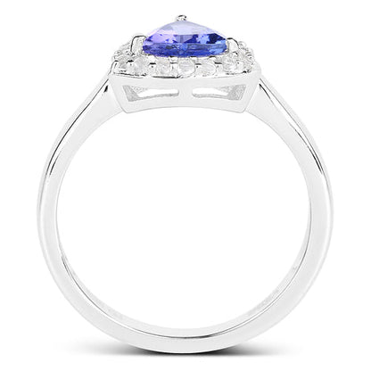 1.02 Carat Genuine Tanzanite and White Topaz .925 Sterling Silver Ring Bids.com