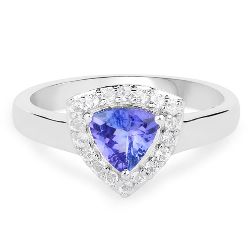 1.02 Carat Genuine Tanzanite and White Topaz .925 Sterling Silver Ring Bids.com