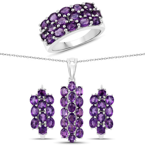 8.32 Carat Genuine Amethyst .925 Sterling Silver Jewelry Set Bids.com