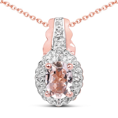 2.28 Carat Genuine Morganite and White Topaz .925 Sterling Silver 3 Piece Jewelry Set (Ring, Earrings, and Pendant w/ Chain) Bids.com